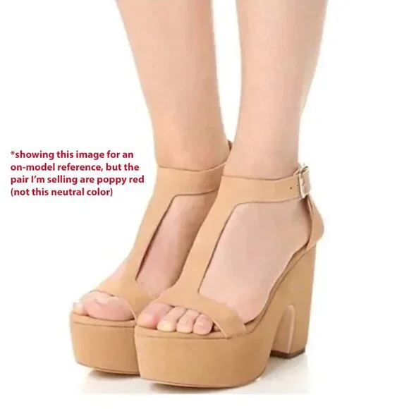 Loeffler Randall Minette High Platform Wedge in Poppy Red, Size 9 - Picture 3 of 9